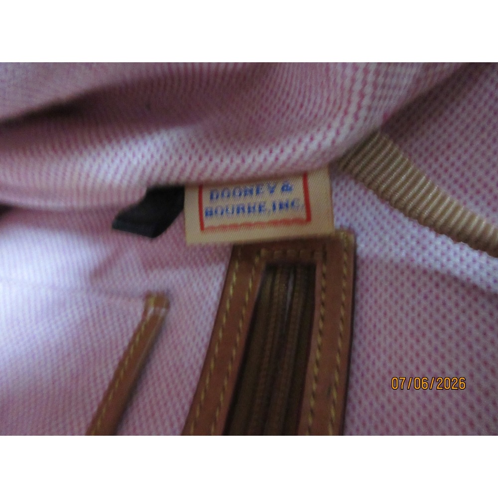 Dooney & Bourke Tan Pebbled Leather Hobo Shoulder Bag with Pink Gingham Lining - Picture 6 of 14